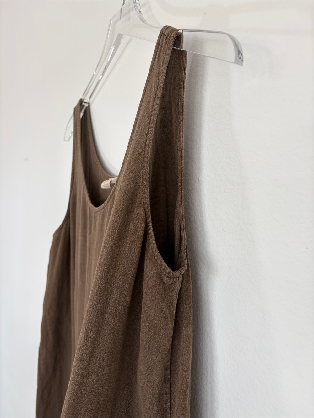 Eileen Fisher Brown Sleeveless Linen Maxi Dress - Picture 5 of 7